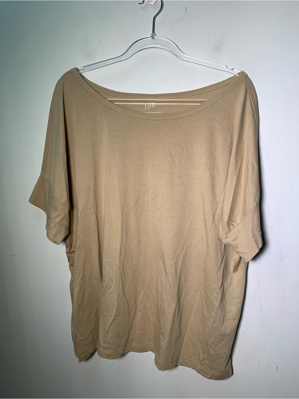 J. Jill Relaxed Short Sleeve whisper weight Dolman Tee in Beige Tan size XL
